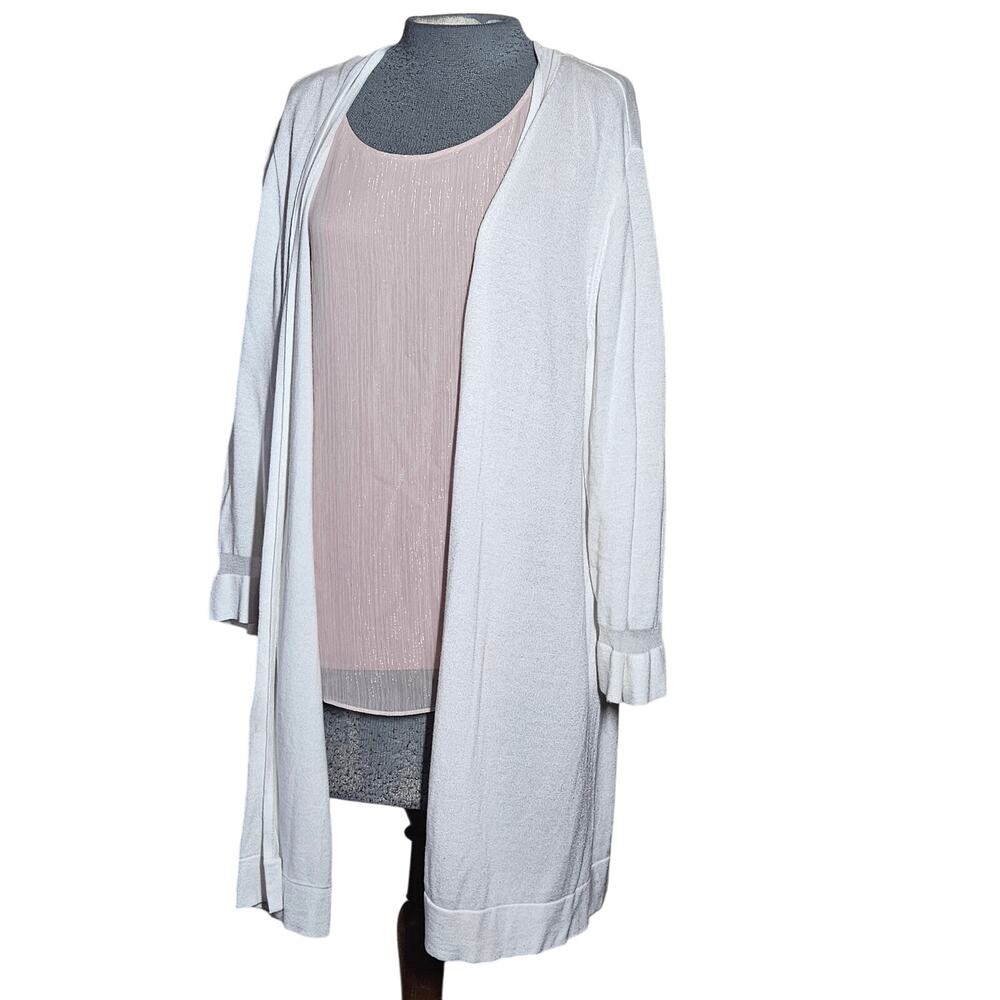 Vince Camuto White Open Front Cardigan Sweater Size 2X
